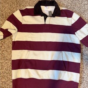 J. Crew Maroon and Cream Striped Sweatshirt